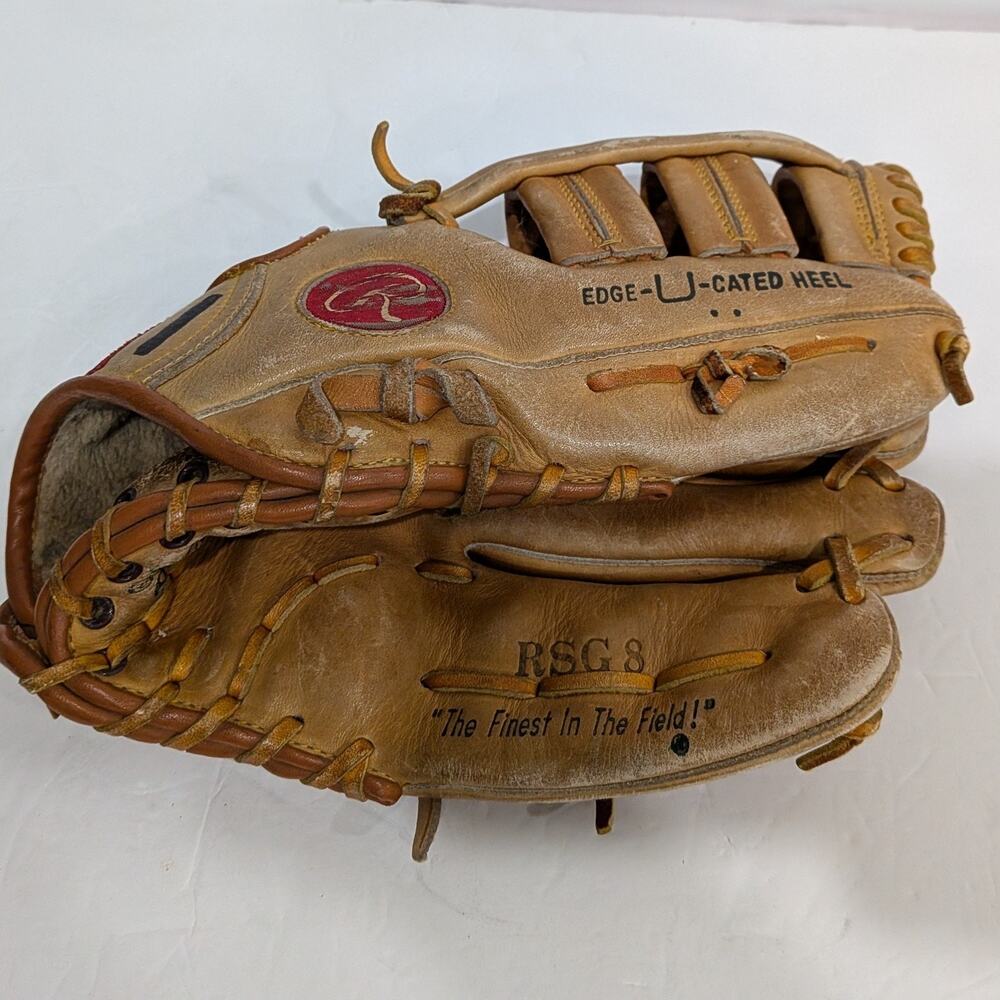 Leather Softball Baseball Glove Rawlings RSG8 Deep Well Pocket RHT Brown